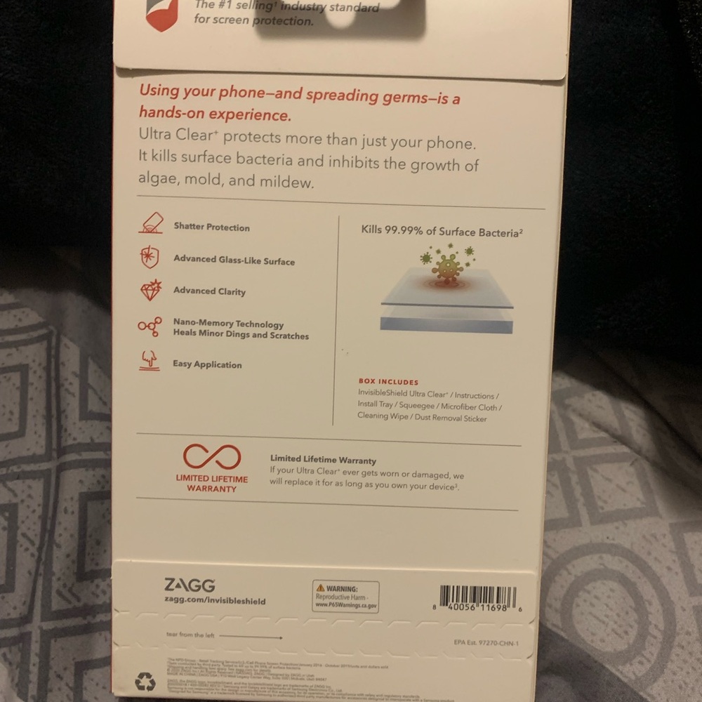 Zagg Invisible Shield ultra clear+ for Samsung S20. - Picture 2 of 3